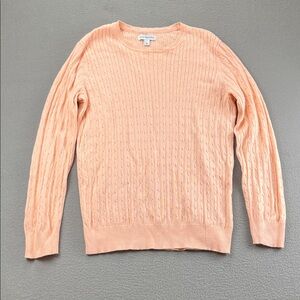 Kim Rogers Pink / Peach Cable Knit Cotton Sweater Women’s Large Crew Neck
